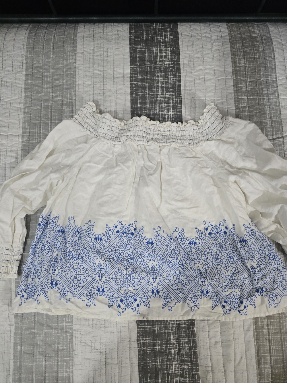 Anthropologie‎ -Calligraphie Off-Shoulder White Peasant Top Size Large
